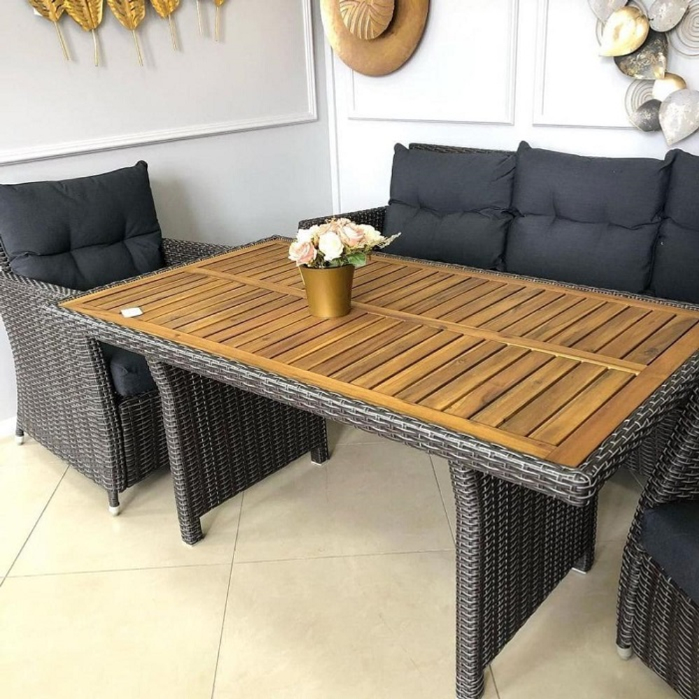 Комплект иск ротанг- 3-х местный диван +2 кресла+ обеденный стол