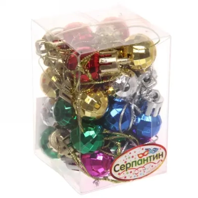 Новогодние шары 2 см (набор 24 шт) «Рельеф», микс