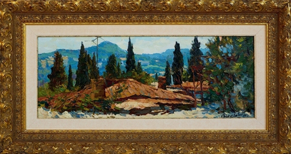 Картина Бочарова С.П. "Крыши на ул. Кирова" холст/масло 25х65