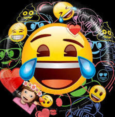 Шар (18""/46 см) Круг, Смайл, Emoji, Черный, в упаковке 1 шт. Б40