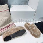Мюли Chanel женские меховые в бежевом цвете