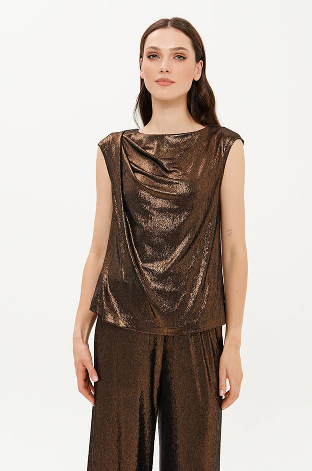 23427 Блузка женская (золотисто-черный)