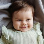 Боди с длинным рукавом и крылышками "Шалфей" из хлопка в рубчик 0-3 м