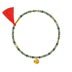 браслет из агата «зеленая планета» с красной кистью