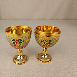 Сувенир Яйцо-рюмки "Узорное" с эмалью (златоустоуская гравюра)