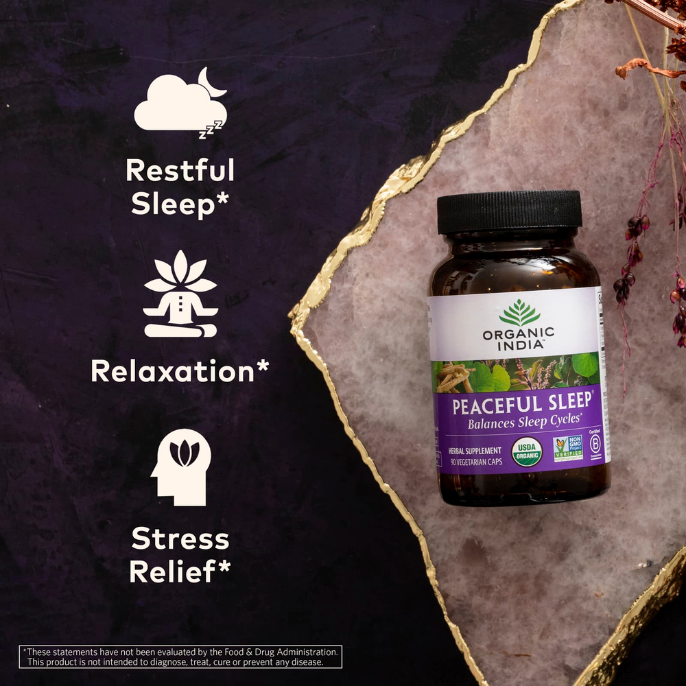 Organic India, Peaceful Sleep®, 90 вегетарианских капсул