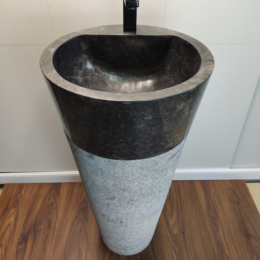Раковина напольная из мрамора Grey/Black ON-61350 (45*45*90)
