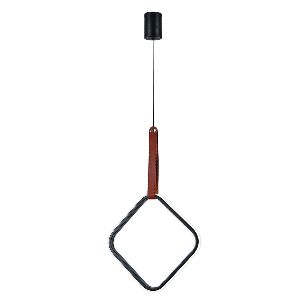 Подвесной светодиодный светильник 34Вт, 962лм, 3000/4000/6000K, Ra>80, кожа/металл/силикон, черный