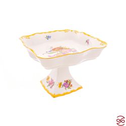 Салатник квадратный на ножке Queen's Crown Мейсенский букет 21см