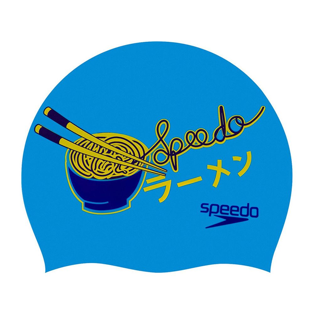 Шапочка для плавания силиконовая детская Speedo Junior Slogan Cap Blue/Yellow