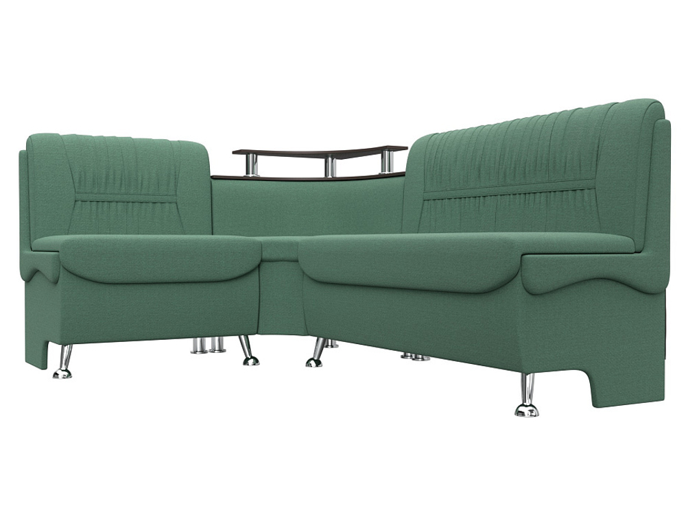 Диван кухонный угловой Сидней левый угол, Амур 11 зеленый, Рогожка, 125902L