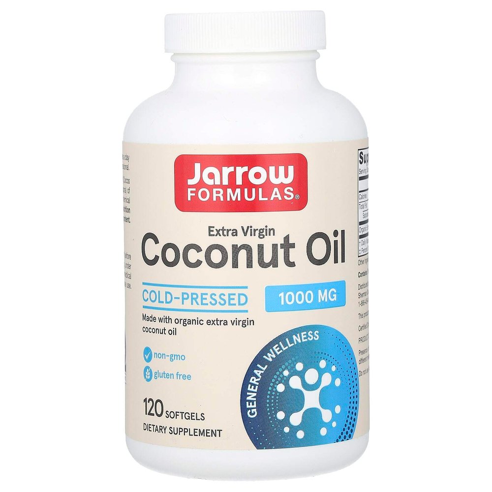 Jarrow Formulas, нерафинированное кокосовое масло высшего качества, 1000 мг, 120 капсул
