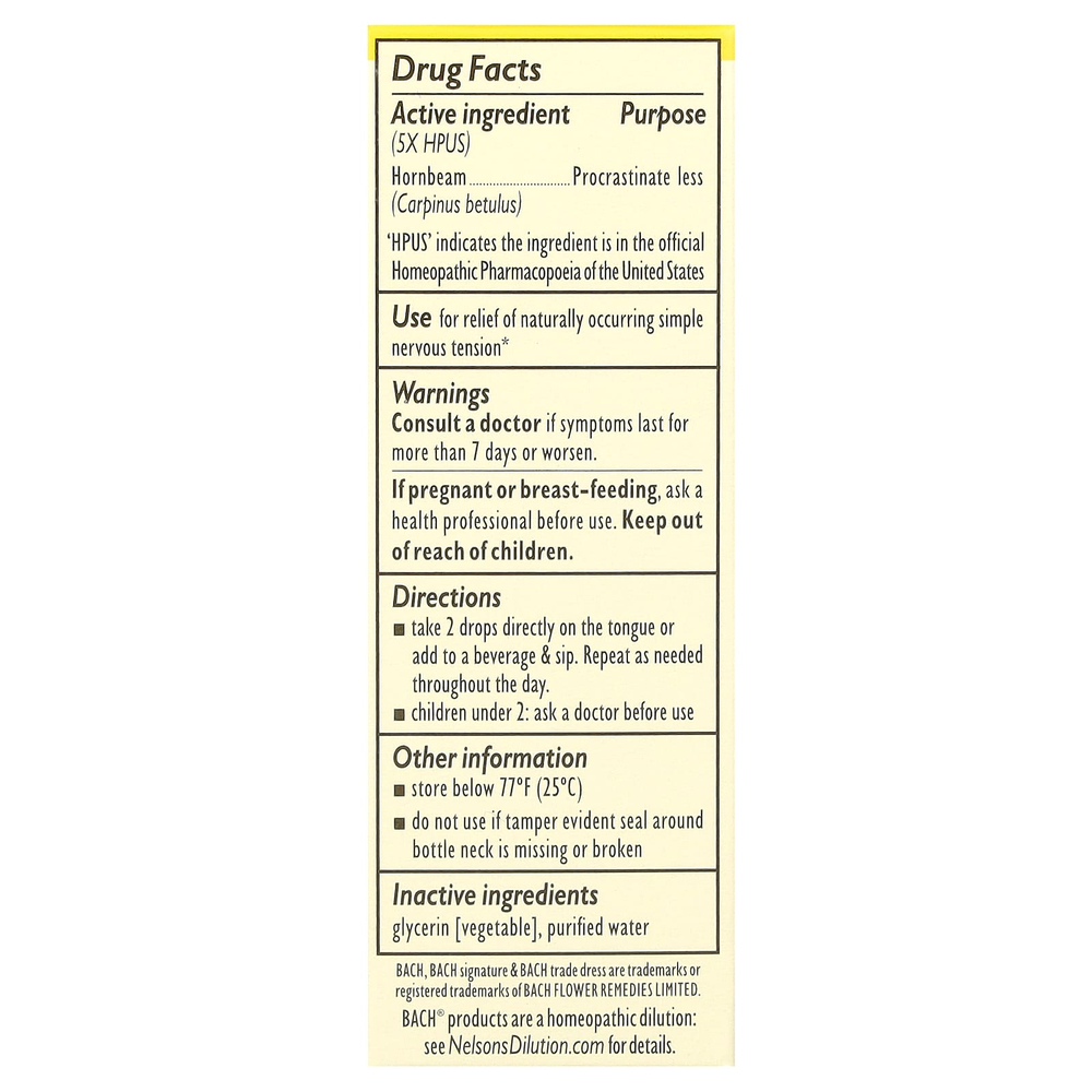 Bach, Original Flower Remedies, граб, 10 мл (0,35 жидк. унции)