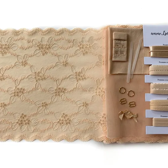 Набор кружевной бежевый/золото