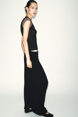 ZARA СТРУЯЩИЕСЯ БРЮКИ BAGGY, ЧЕРНЫЙ