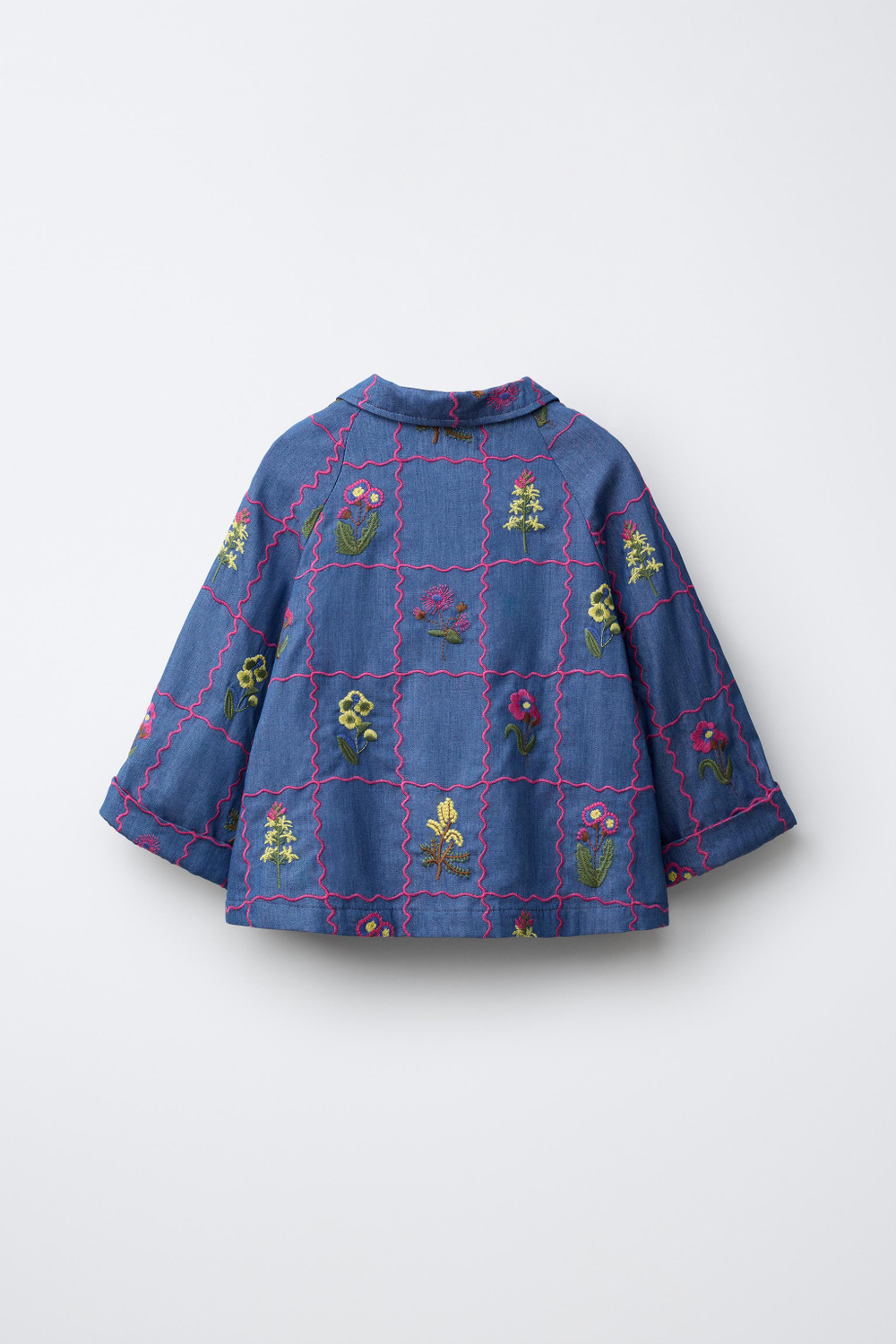 ZARA РУБАШКА С ВЫШИВКОЙ, ИНДИГО