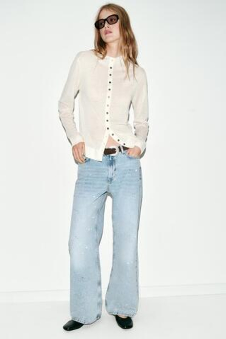 ZARA ДЖИНСЫ Z1975 LOOSE СО СРЕДНЕЙ ПОСАДКОЙ С ЭФФЕКТОМ КРАСКИ, ГОЛУБОЙ