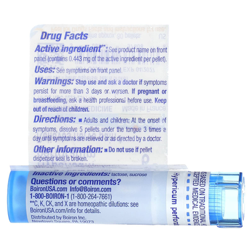 Boiron, Hypericum Perforatum 6C, обезболивающее при нервах, 80 гранул