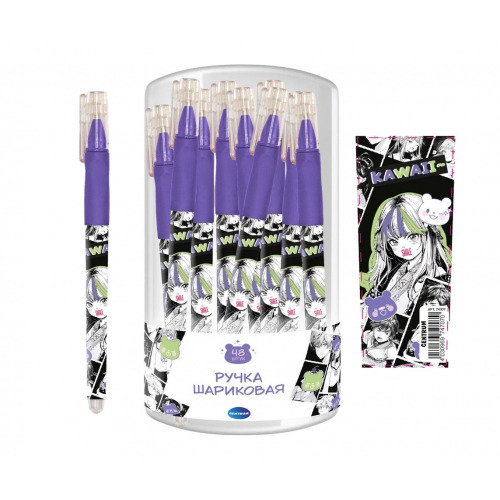 Ручка шариковая ЦЕНТРУМ узел 0,7/лин. письма 0,5 мм синяя Аниме Софт тач (74707)