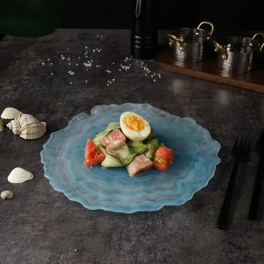 Тарелка d 27 см h2 см Blue Sunset матовое стекло P.L. Proff Cuisine [6]