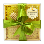 Натуральный мед в сотах HoneyForYou в подарочном оформлении с оливковой лентой, 350 г