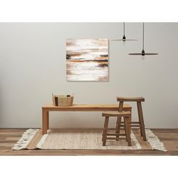 Панно декоративное с ручной росписью By Feel, 80х80 см, бежевое