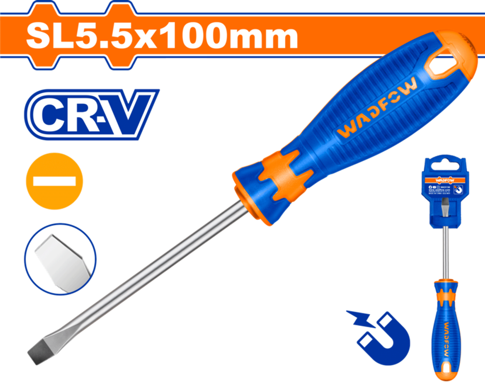 Oтвертка плоская SL5.5х100мм (12/240) WADFOW WSD1254