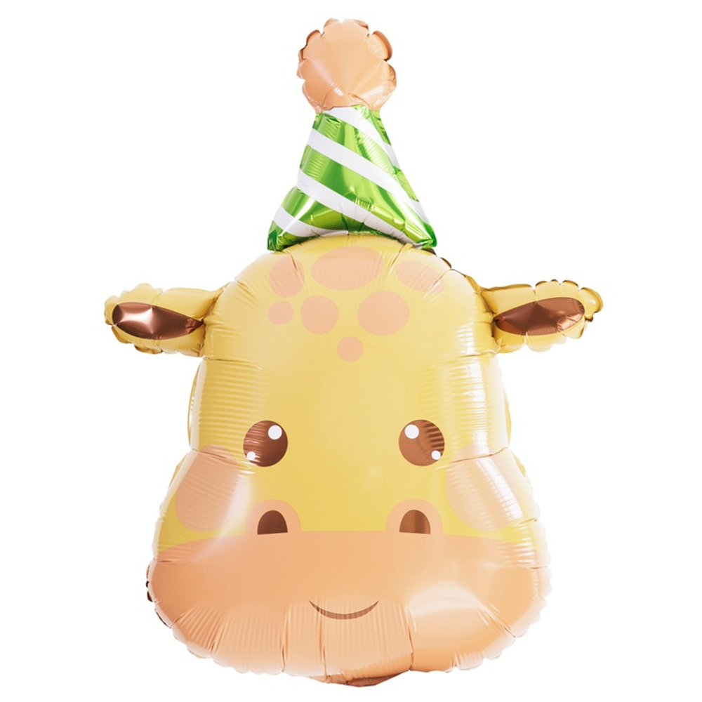 Шар Фольгированный Жираф в колпаке (Оранжевый)