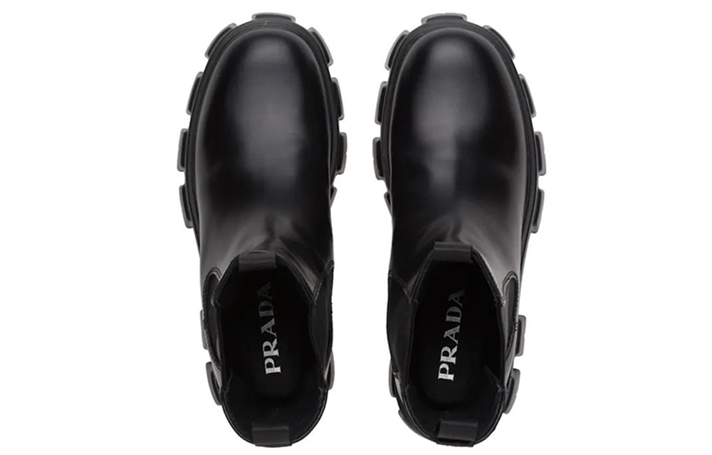 PRADA Monolith 55mm Ankle Boot Black Brushed Leather Women"s