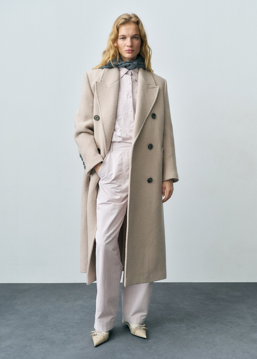 Брюки wideleg с декоративными строчками