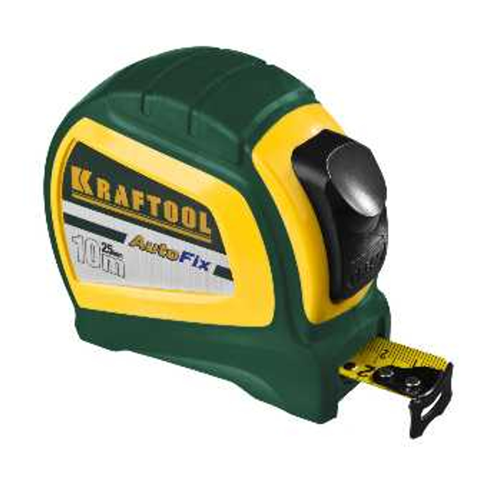 Рулетка автостоп 10 м х25 мм двухкомпонентный корпус KRAFTOOL, 34123-10-25_z01