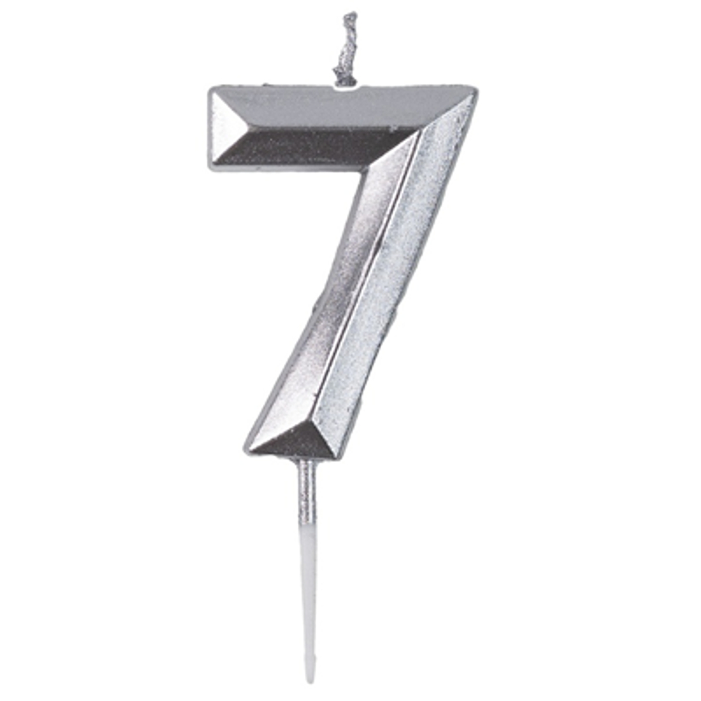Свеча -цифра "7" Диамант Серебро 4,5см