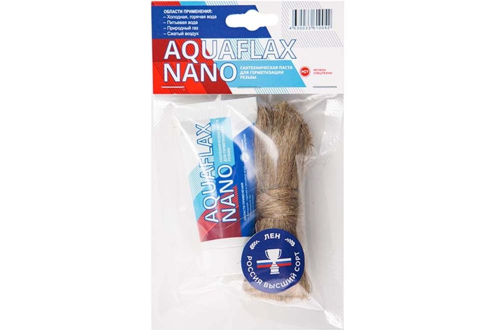 Уплотнительная паста Aquaflax Nano 30г тюбик + 15г лён 61004