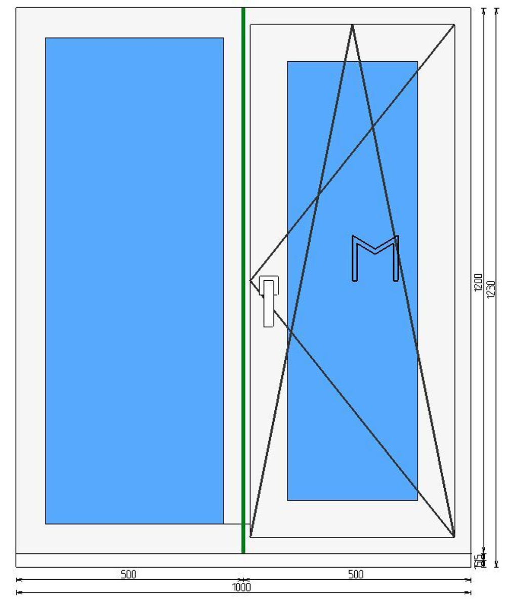 Пластиковое окно 1200 х 1000 ТермА Эко + Москитная сетка, двухстворчатое