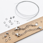 Набор для закрепки с китайским ювелирным тросиком 0,3 мм, цвет серебро