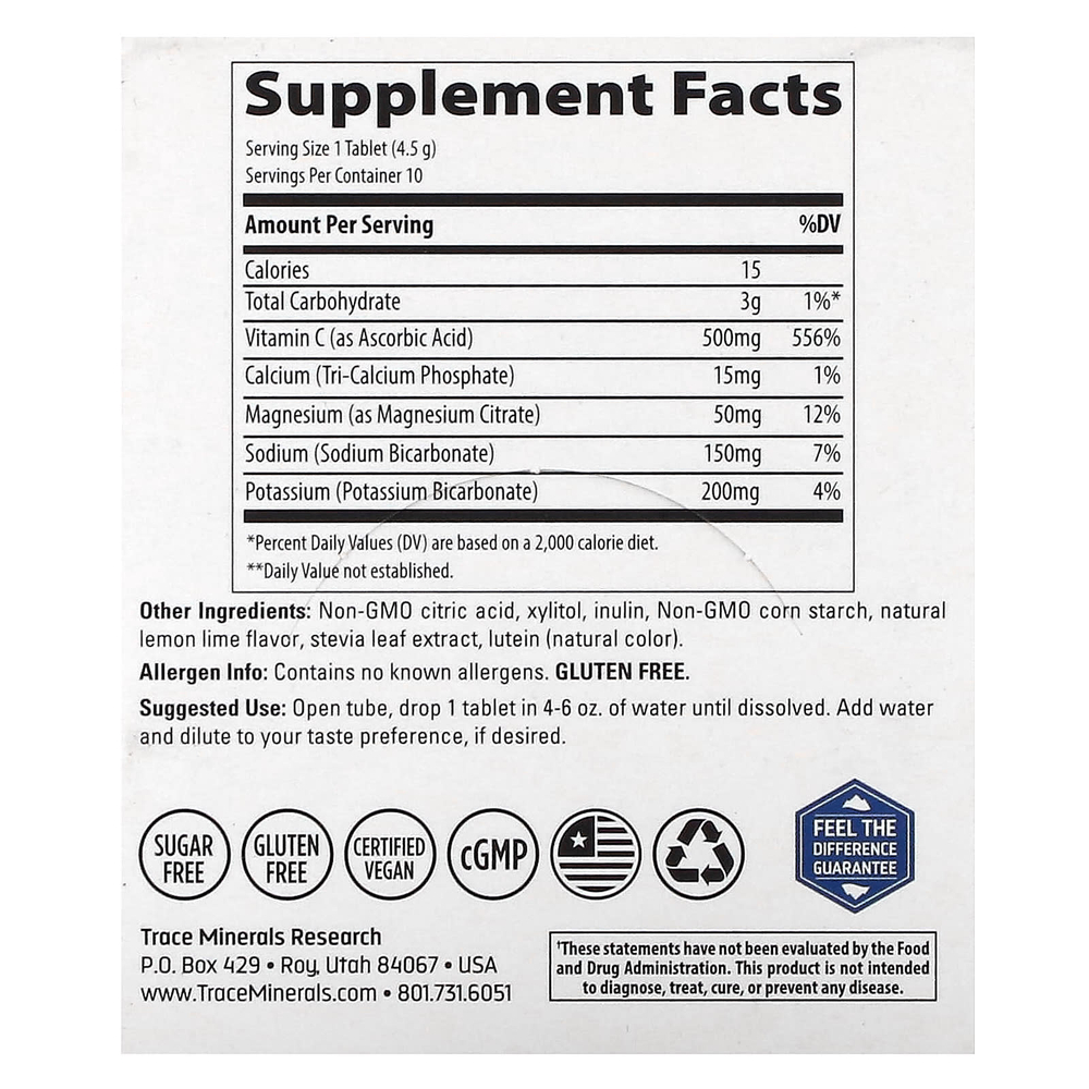 Trace, TM Sport, Max-Hydrate Immunity, шипучие таблетки для поддержки иммунитета, со вкусом лимона и лайма, 8 упаковок по 10 таблеток в каждой