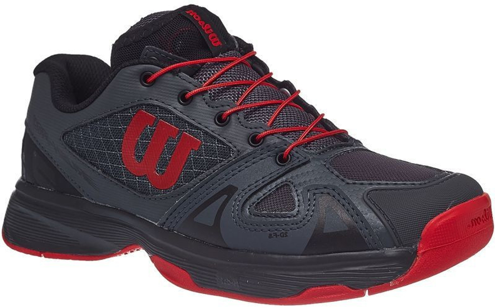 детские Кроссовки теннисные Wilson Rush Pro Junior QL - ebony/black/wilson  red - купить по выгодной цене | Теннисный магазин tennis-store.ru