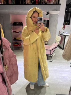 Пуховик Сахалин макси зеленое яблоко