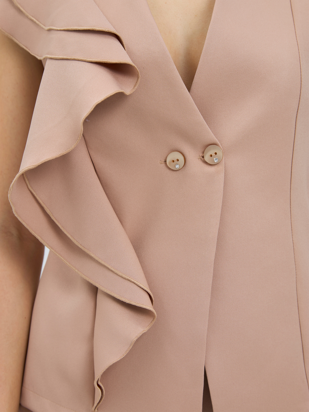 Костюм нарядный двойка брючный с жилеткой бежевый