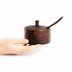 Деревянная сахарница с ложкой из древесины сибирского кедра