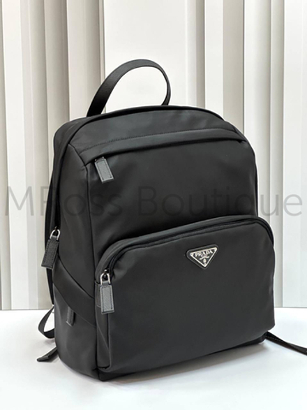 Мужской черный рюкзак Prada из кожи Re-Nylon и Saffiano