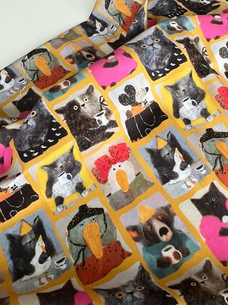 ПРЕДЗАКАЗ, КАРТИНКИ, КОТ ПЬЕТ КОФЕ - 100% ХЛОПОК 2