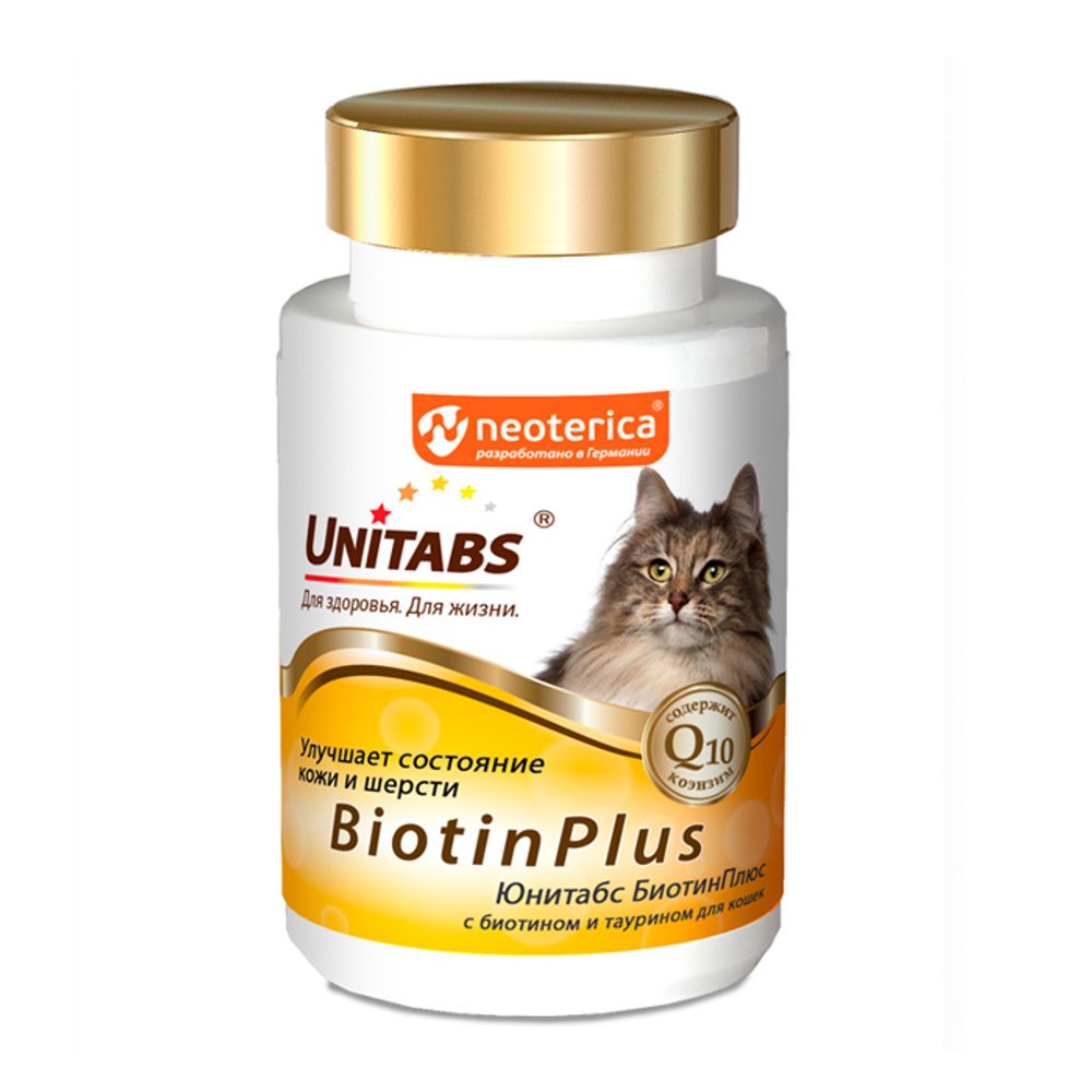 Unitabs BiotinPlus ЭКОПРОМ витамины для кошек с биотином и таурином, 120 таб