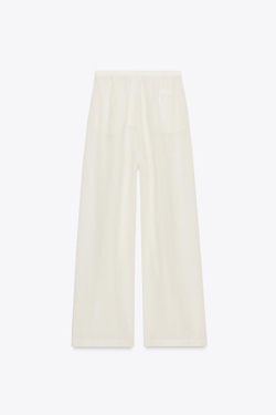 ZARA ДЛИННЫЕ БРЮКИ СО МНОЖЕСТВЕННЫМИ СКЛАДКАМИ, ЭКРЮ