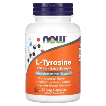 Now Foods L-Tyrosine 750 mg 90 veg capsules , Тирозин