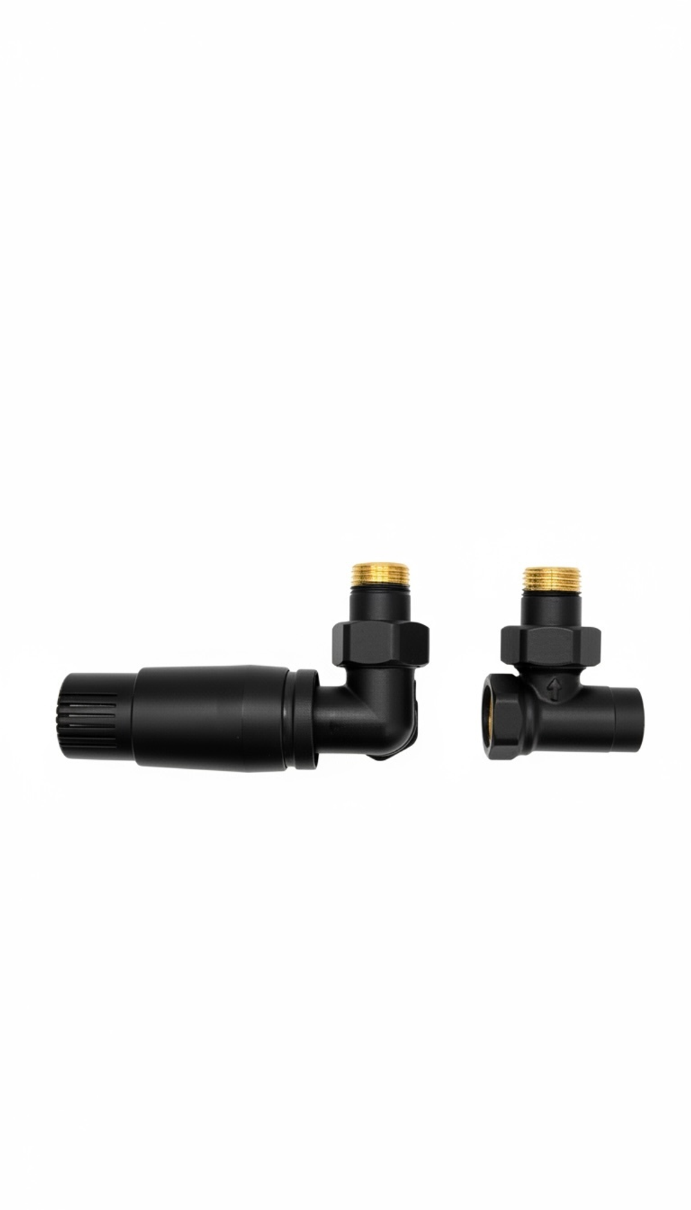 Комплект трехосевой Thermo DN15 GZ1/2 x GW1/2, правый, с головкой Мини M30x1,5, Черный