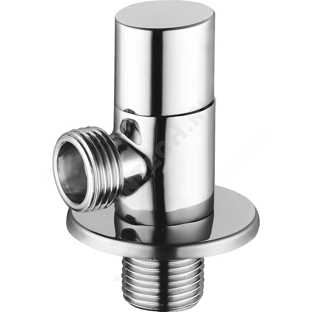 Клапан (вентиль) латунь бытовой хром угловой с отражателем 1072 G1/2"х3/4" Ру16 НР маховик овальный Aquasfera 1072-02