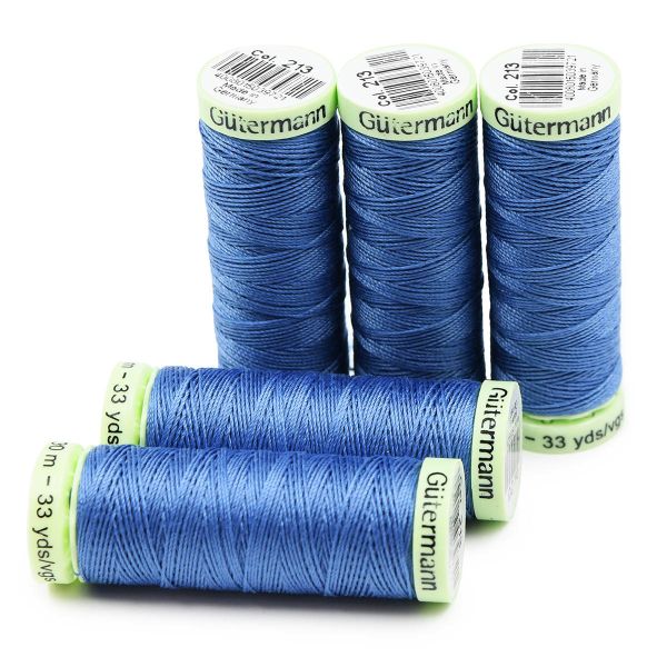 Нитки отделочные Gutermann Top Stitch 30 (30 метров), 5 кат. | 213 голубой джинс