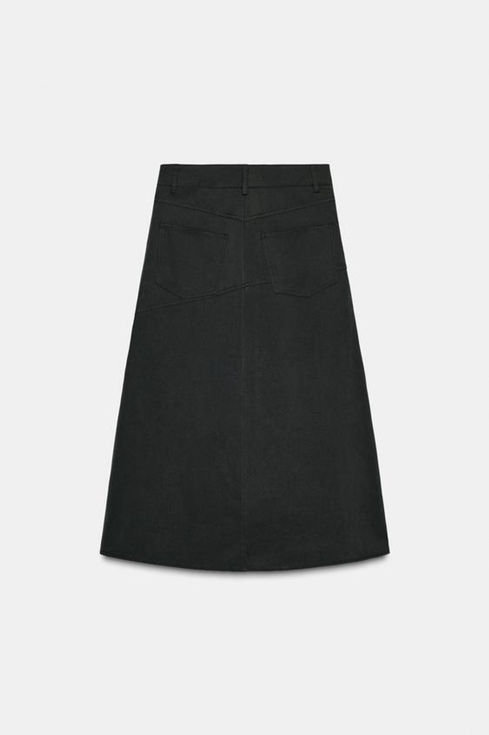 ZARA ЮБКА МИДИ АСИММЕТРИЧНОГО КРОЯ, ЛИНЯЛЫЙ ЧЕРНЫЙ