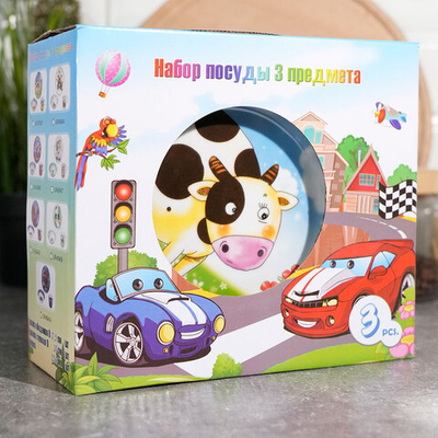 Набор детской посуды 3 предмета "Корова" LR 27329